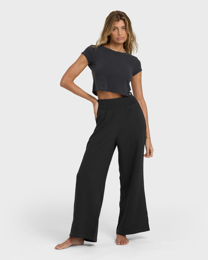 New Waves Gauze Elastic Waist Pants