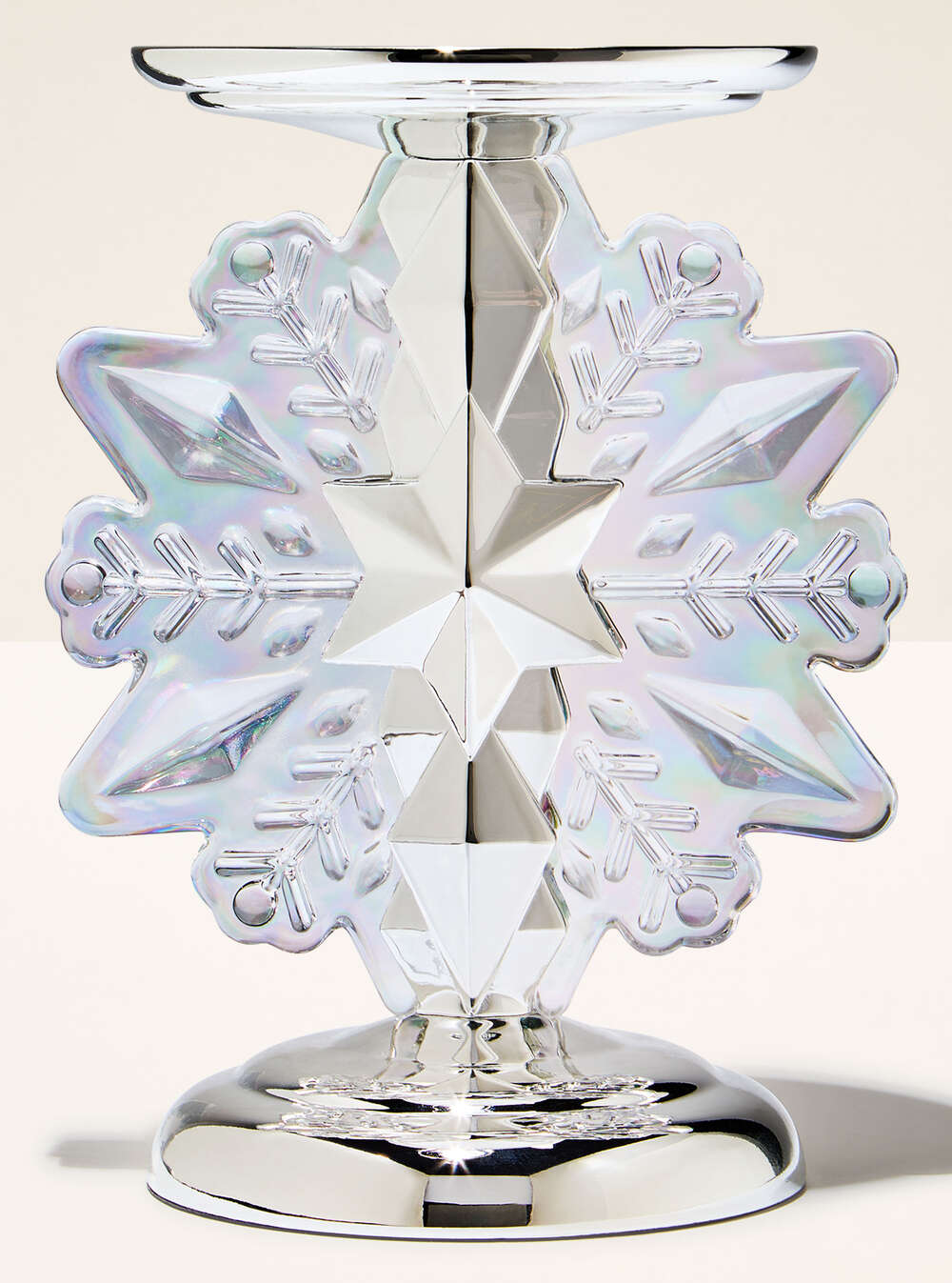 Snowflake Light-Up Pedestal 3-Wick Candle Holder