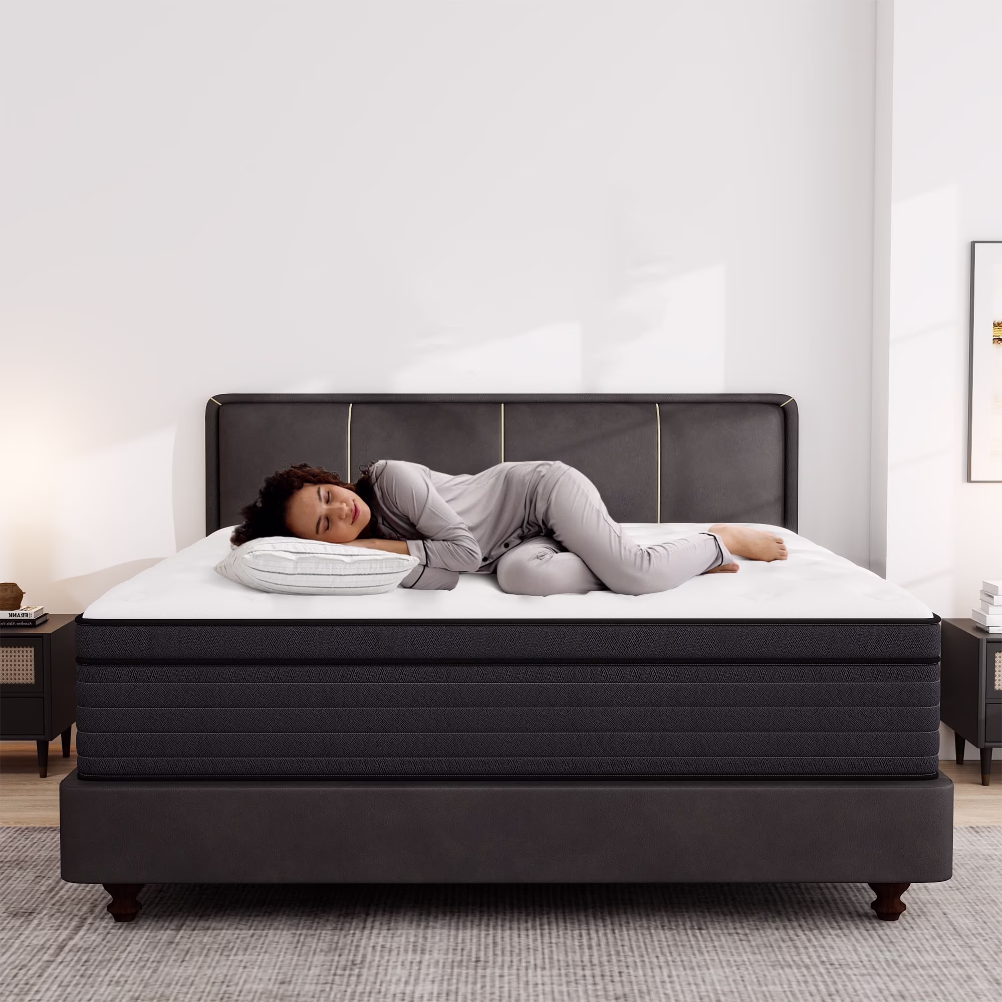 Kviwasha 12 inch Queen Mattress, Memory Foam & Spring Hybrid Medium Comfort Queen Size in a Box,Adult