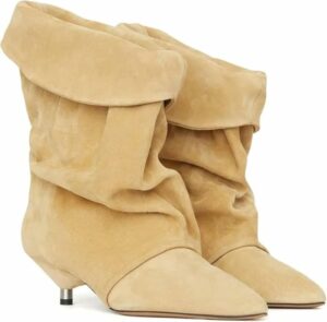 Beige Slouchy Suede Ankle Boots CI2