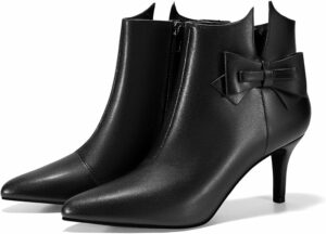 Black Bow Stiletto Heel Ankle Boots CI7