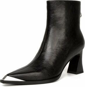 Black Metal Toe Ankle Boots CI28