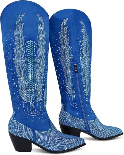Blue Rhinestone Cowgirl Boots CI44