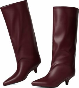 Burgundy Fashion Knee High Boots CI20