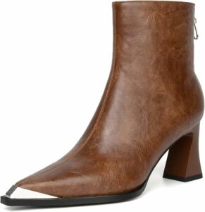 Darkbrown Metal Toe Ankle Boots CI26