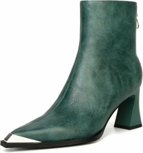 Green Metal Toe Ankle Boots CI27