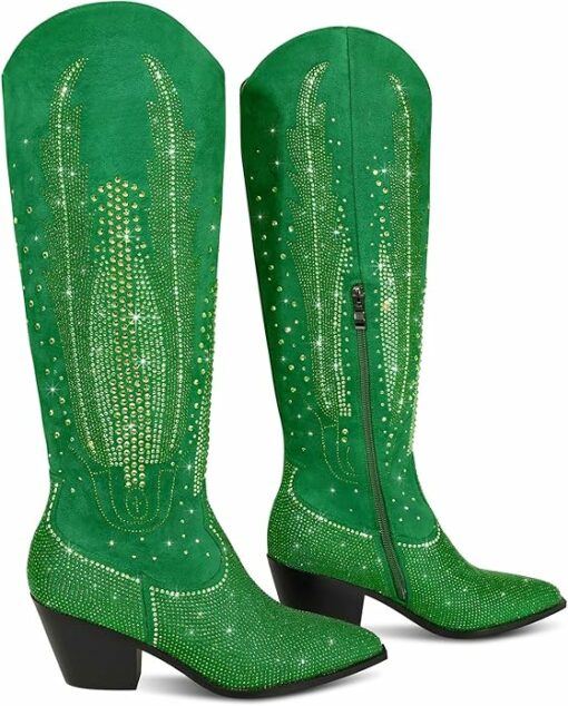 Green Rhinestone Cowgirl Boots CI43