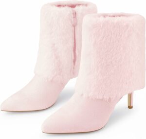 Light Pink Fur Ankle Boots CI25