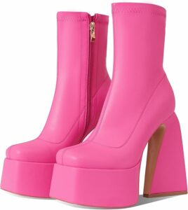 Pink Chunky High Heel Boots CI31