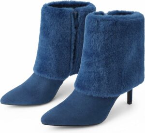Royal Blue Fur Ankle Boots CI24