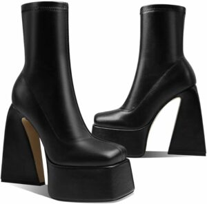 Square Toe Chunky High Heel Boots CI33
