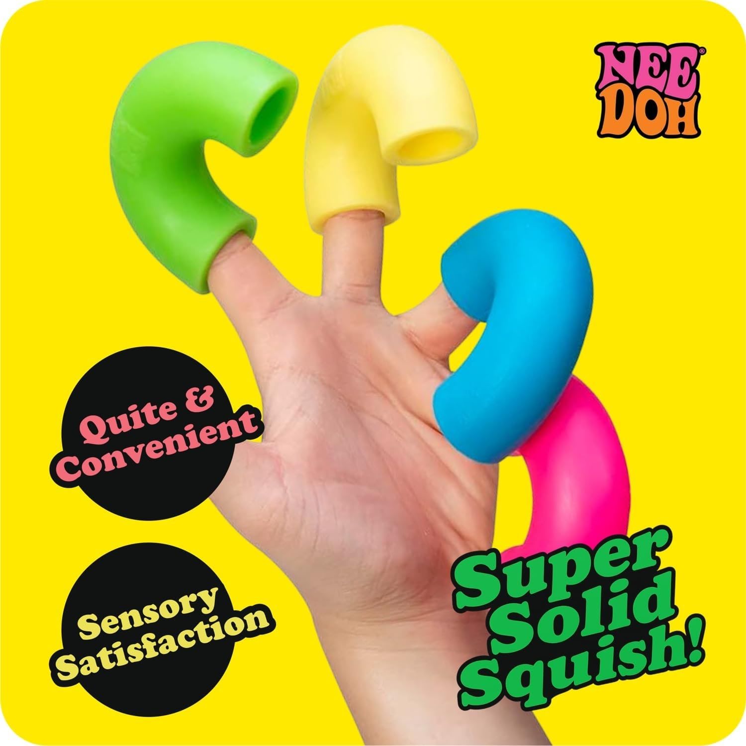 NeeDoh Mac 'N' Squeeze – 4 Squishy Noodles – Assorted - Image 2
