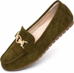 Army Green Lightweight Penny Loafers CI56