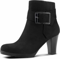 Black Buckle Chunky Office Boots CI35