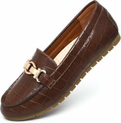 Brown Stone Leather Penny Loafers CI53