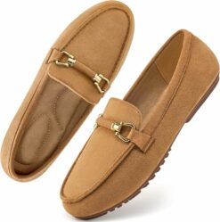 Brown Suede Comfortable Penny Loafers CI57