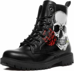 Combat Lace-Up Skull Rose Gothic Boot CI49