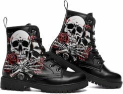 Fashion Lace-Up Skull Rose Gothic Boots CI48