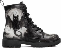 Gothic Black Cat Ankle Boot CI44