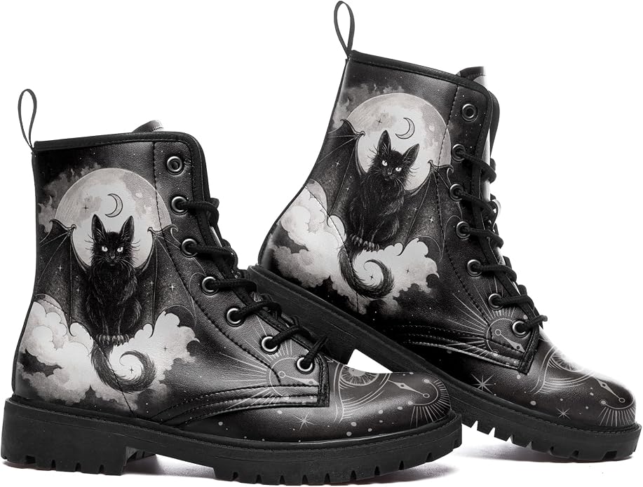 Gothic Black Cat Ankle Boot CI44 - Image 2