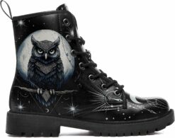 Gothic Black Owl Ankle Boot CI43