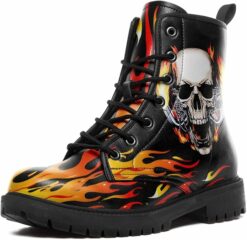 Gothic Fire Skull Ankle Boots CI45