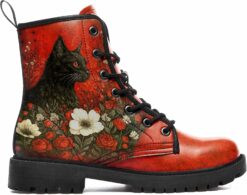 Gothic Red Cat Ankle Boots CI39