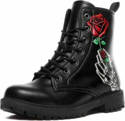 Gothic Red Rose Ankle Boots CI47