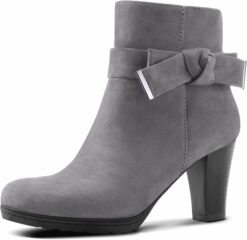 Grey Bow Chunky Heel Office Boots CI37