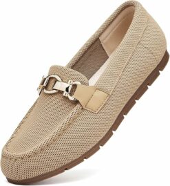 Knit Beige Lightweight Penny Loafers CI50